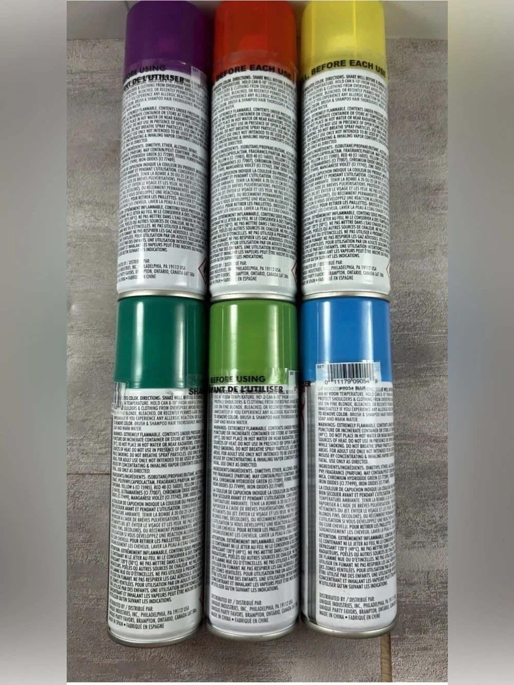 Neon Spray Temporary Hair Colors - Lot of 6 Multi Size Unique Neon Hair Spray